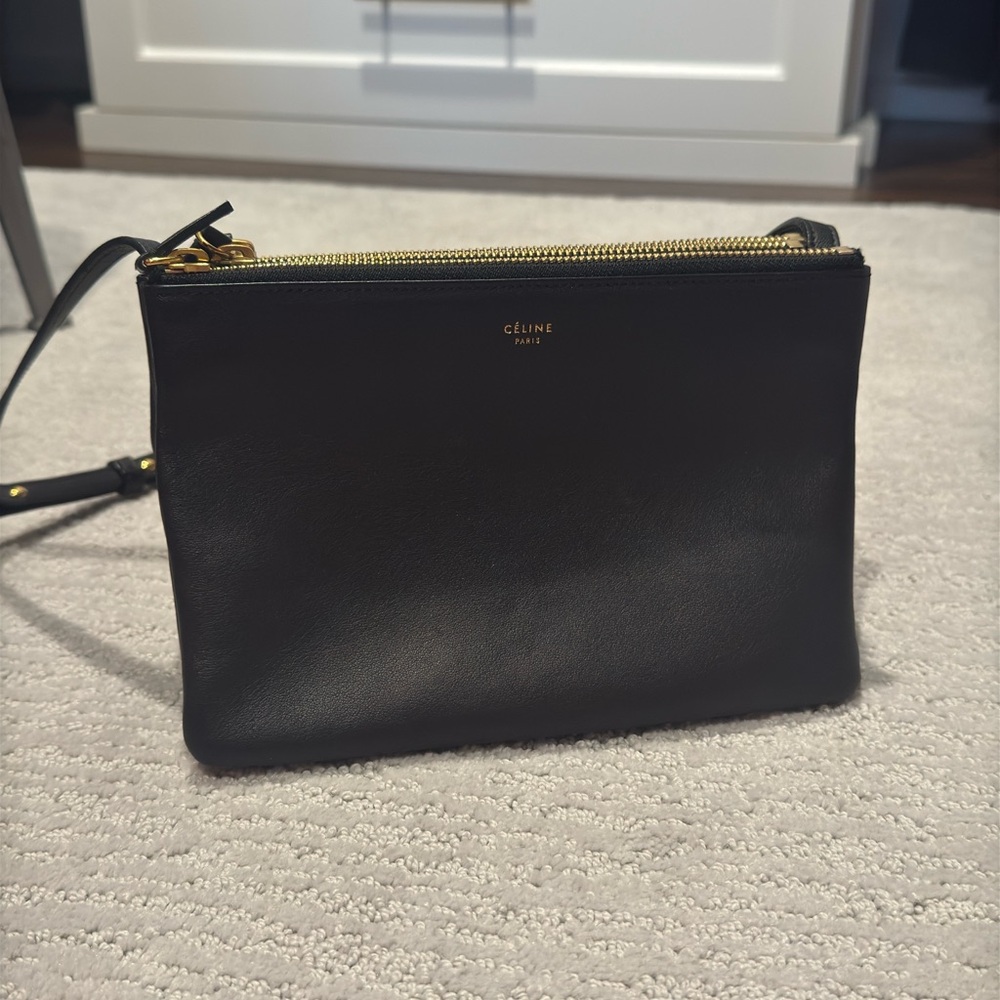 Celine Small Trio Lambskin Crossbody Black